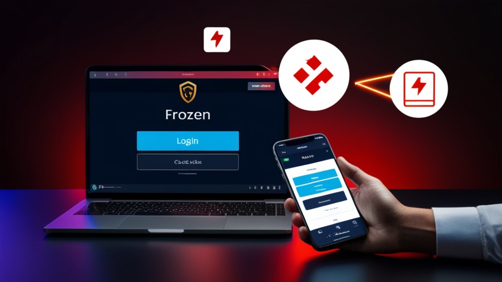 Player troubleshooting a frozen login screen on a laptop and phone